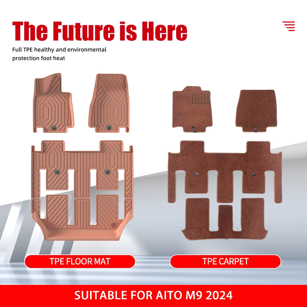

Car Floor Mat 3D TPE for AITO M9 2024-2025 6 Seat Car Mat Waterproof Car Liners Non-slip Floor Liners