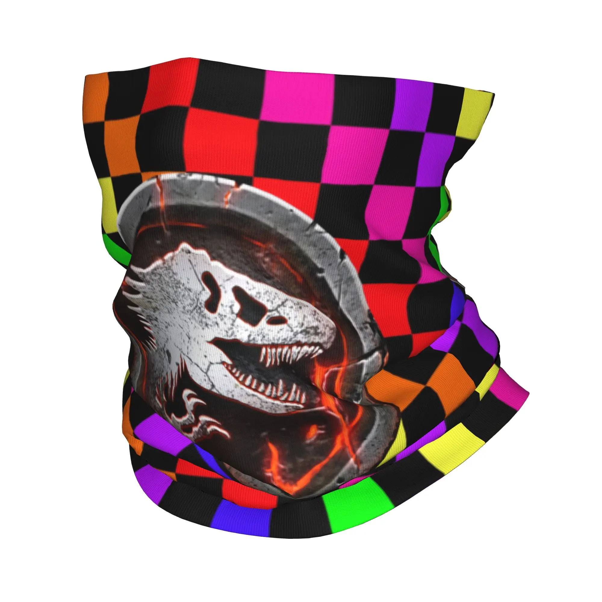 Jurassic Park'ES negro Arco Iris tablero de ajedrez Bandana cuello polaina para esquí caza mujeres hombres abrigo bufanda tartán diadema más cálida