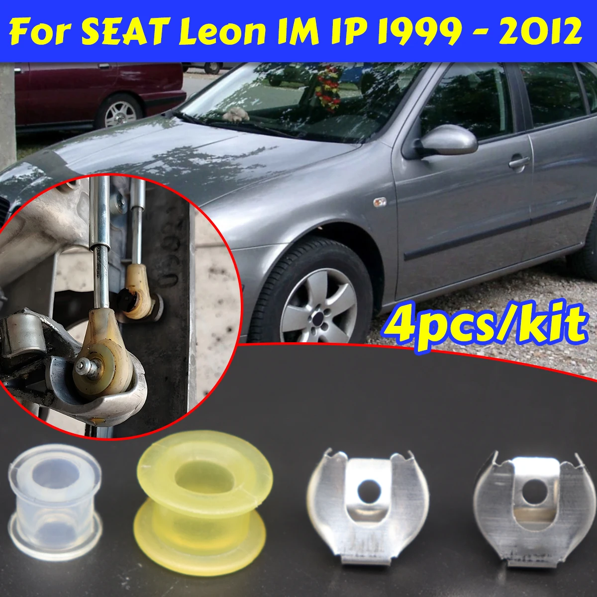 

4pcs for SEAT Leon 1M 1P 1999-2012 MT Gearshift Cable Control Bushing Lock Washer End Rod Repair Kit Spare Parts Lever Linkage