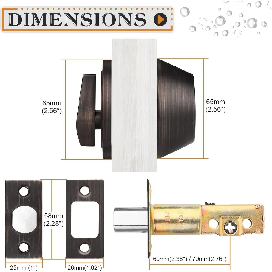 اسطوانة واحدة ديدبولت للباب الخارجي مع مفاتيح مختلفة قفل باب الدخول مع مفاتيح لمسة نهائية برونزية مفاتيح مكونة من 6 قطع مجموعة دي