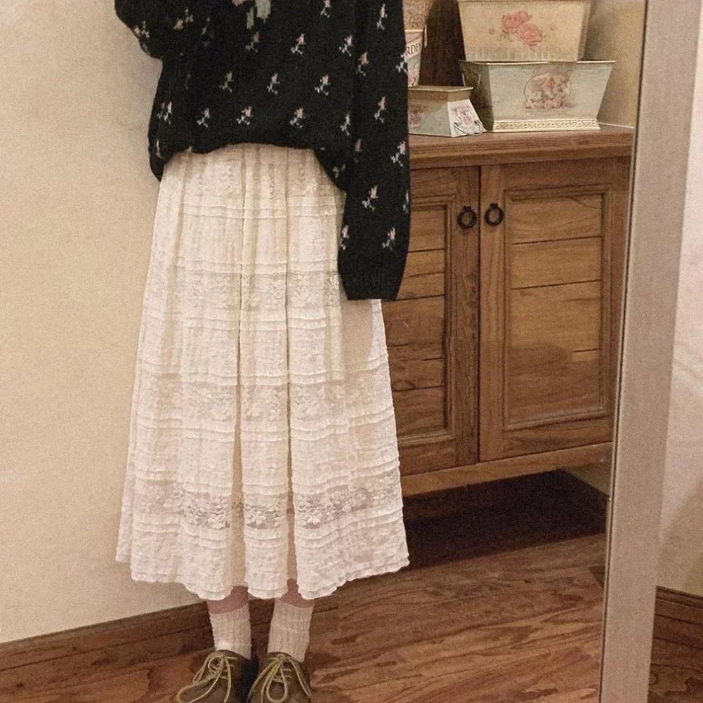 

Fashionable Skirt Lace Skirt Petite Skirt Regular Length Ladies Skirt Leisure Style Elegant Daily Wear Skirt Vintage