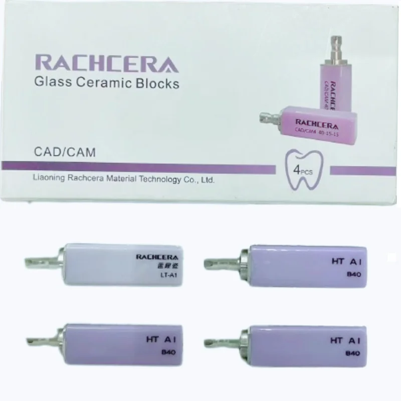 Rachcera Lithium Disilicate B40 Dental Glass Ceramic Blocks 4pcs/Box LT/HT Crown Material for CAD CAM