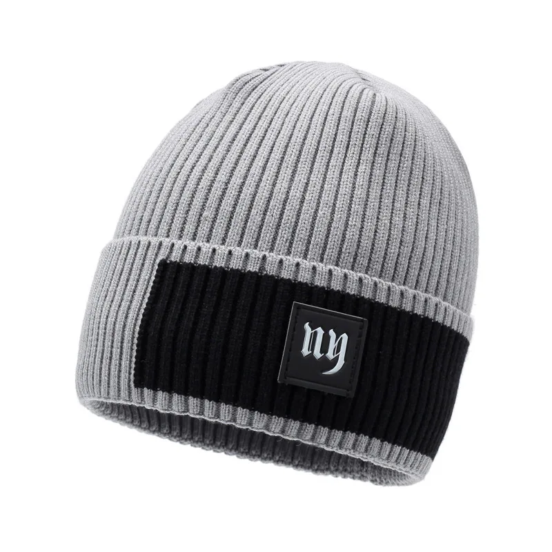 حرف كتلة الألوان للرجال شتاء جديد دافئ يندبروف الأوروبية والأمريكية في الهواء الطلق ركوب الدراجات محبوك قبعة باردة #6