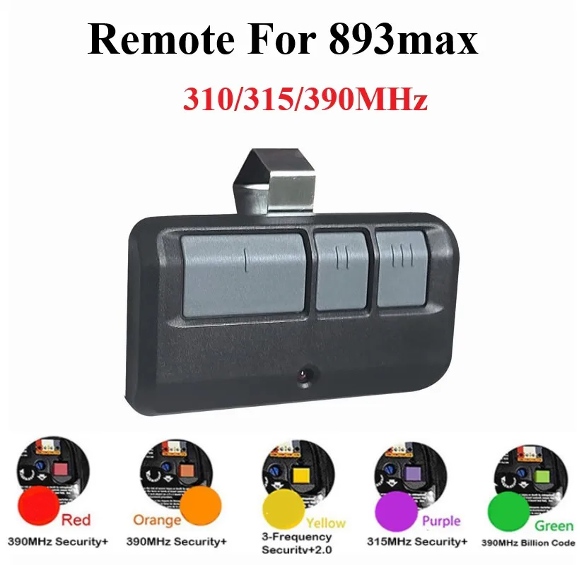 Replace 893MAX 890MAX Garage Door Remote Control 371LM 377LM 891LM 893LM 81LM 82LM Purple Yellow Green Orange Red Learn Button