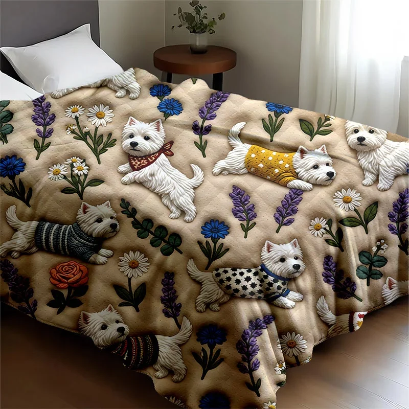 Cute Dog Family Pattern Throw Blanket for Sofa Couch Pet Bed Cozy Home Decor Gift