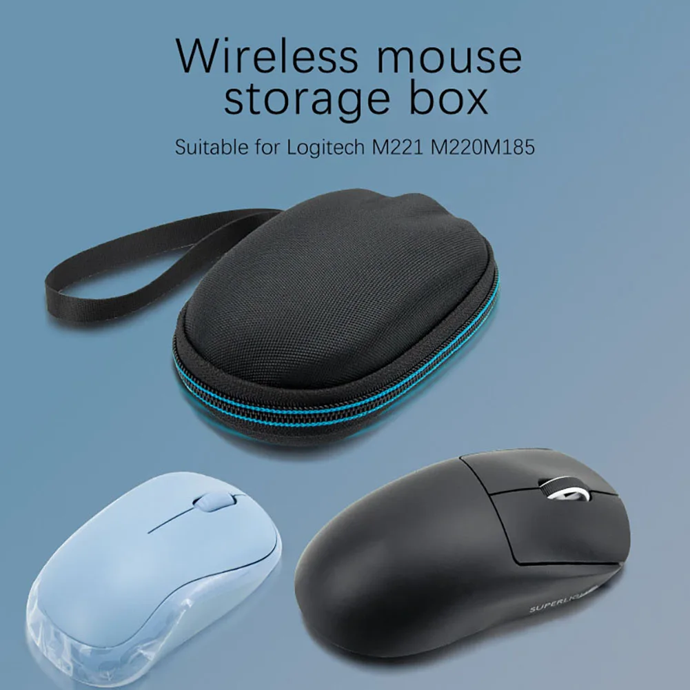 Portable Mouse Storage Bag with Hand Rope Waterproof Wireless Mouse Carrying Case Scratch Proof for Logitech M221/M220/M185/M170