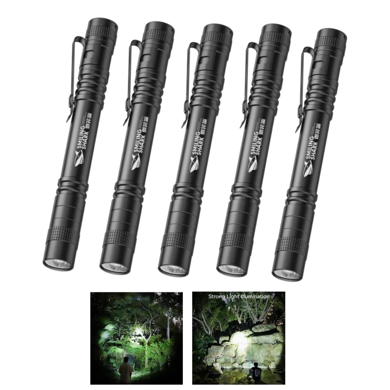 1pcsSmiling Shark SD1210 Pen Light with clip Portable Flashlight  Waterproof Torch Light for Camping Hiking Outdoors