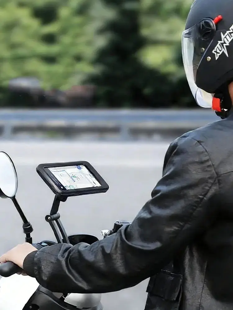 AliExpress NONE Waterproof Motorcycle Phone Mount, Full Enclosure Anti-fall Bike Holder for Scooter/Bicycle, Universal 4.7-6.8" Cellphone 