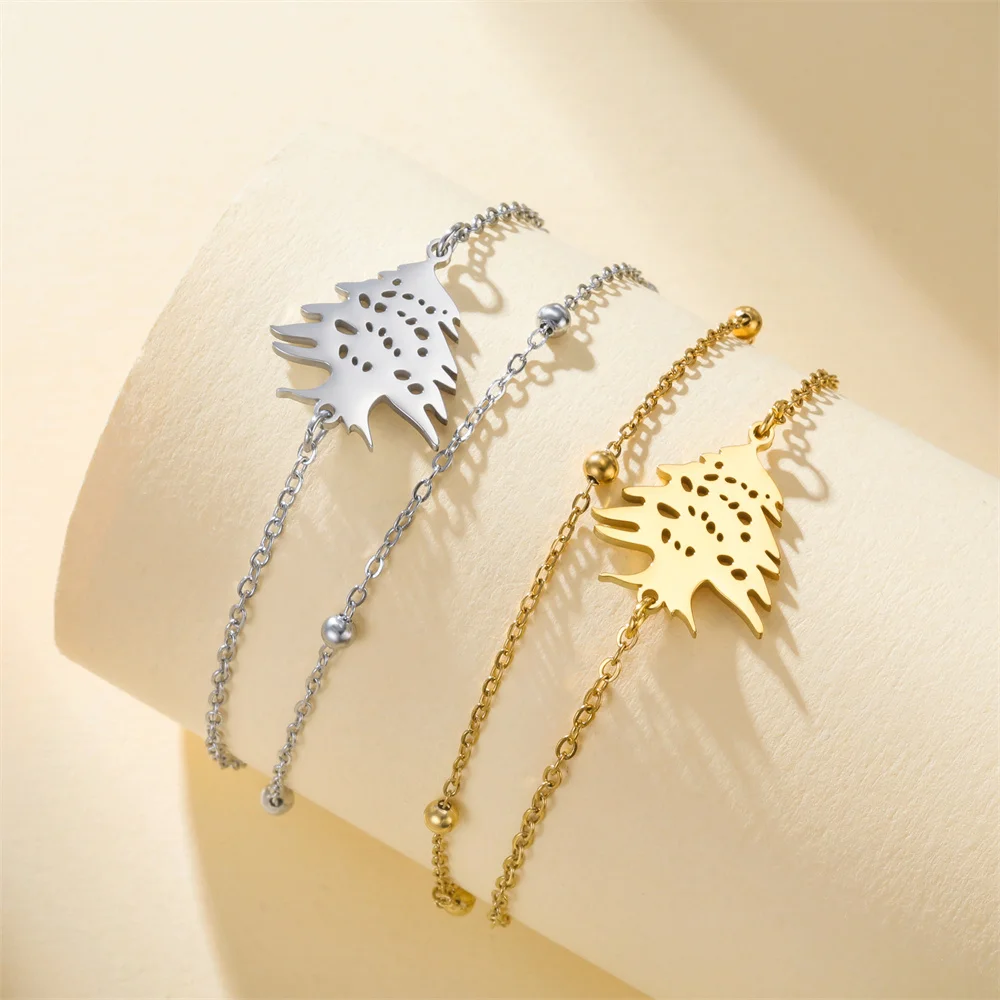 1PC Lebanese Cedar Tree Bracelet Stainless Steel Adjustable Braided Rope Patriotic Lebanese Symbol Bracelet Jewelry Gift