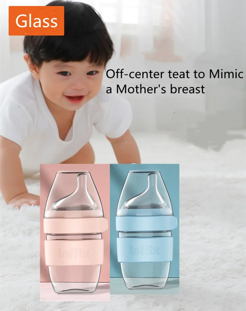 150ml Baby bottles  borosilicate Glass Newborn Feeding Bottle Anti-Colic Breast-Like Nipple bottle For Infant Milk cup