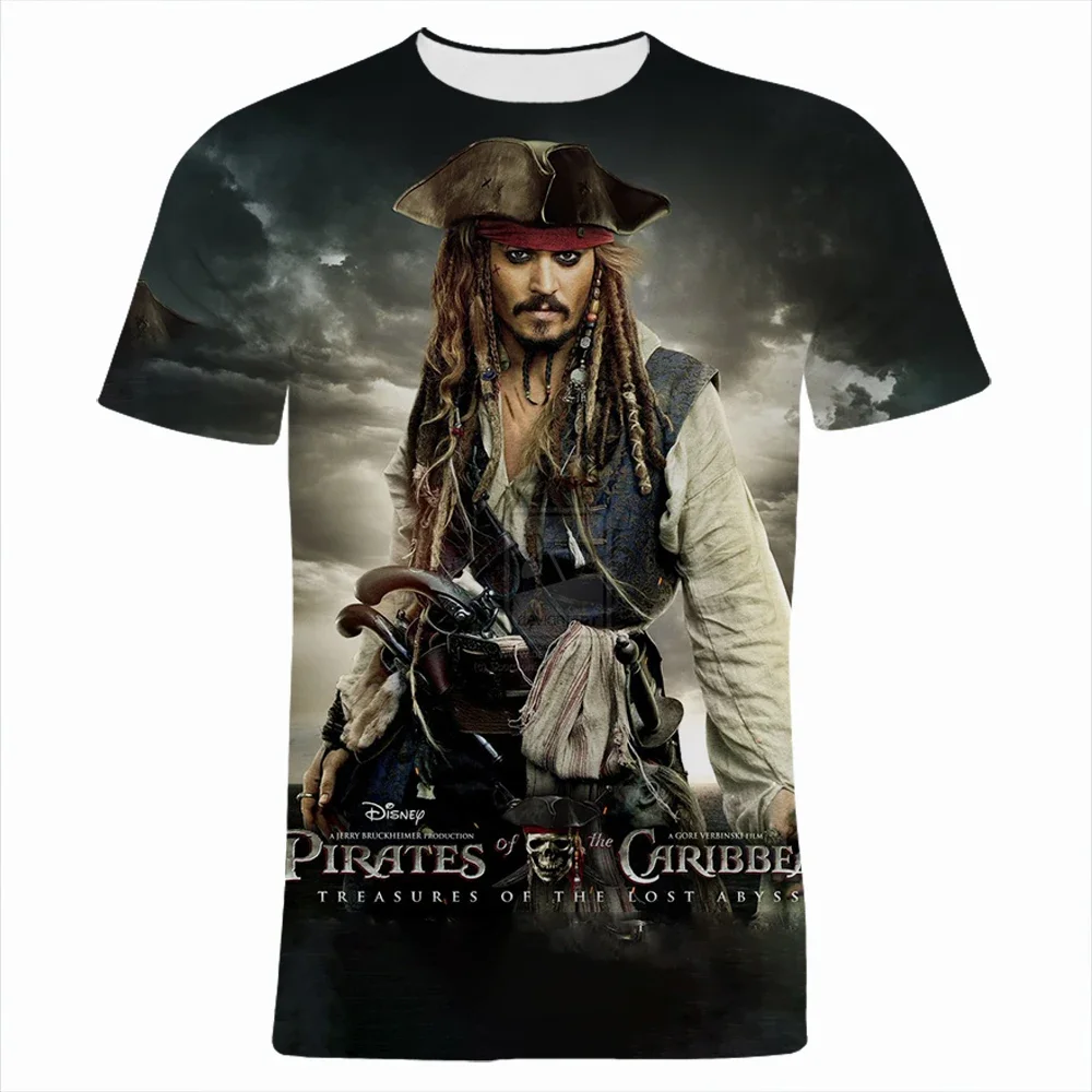 2024 Summer Disney Classic Movie Pirates of The Caribbean 3D Print T-shirt Summer Children T Shirt Short Sleeve Women Tee Tops