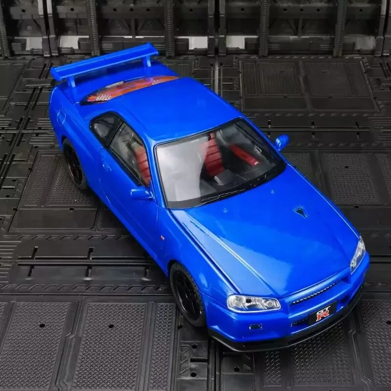 

Large Size 1:18 GTR GT-R R34 Skyline Ares Alloy Sports Car Model Diecasts Metal Racing Car Vehicles Model Sound Light Kids Gifts