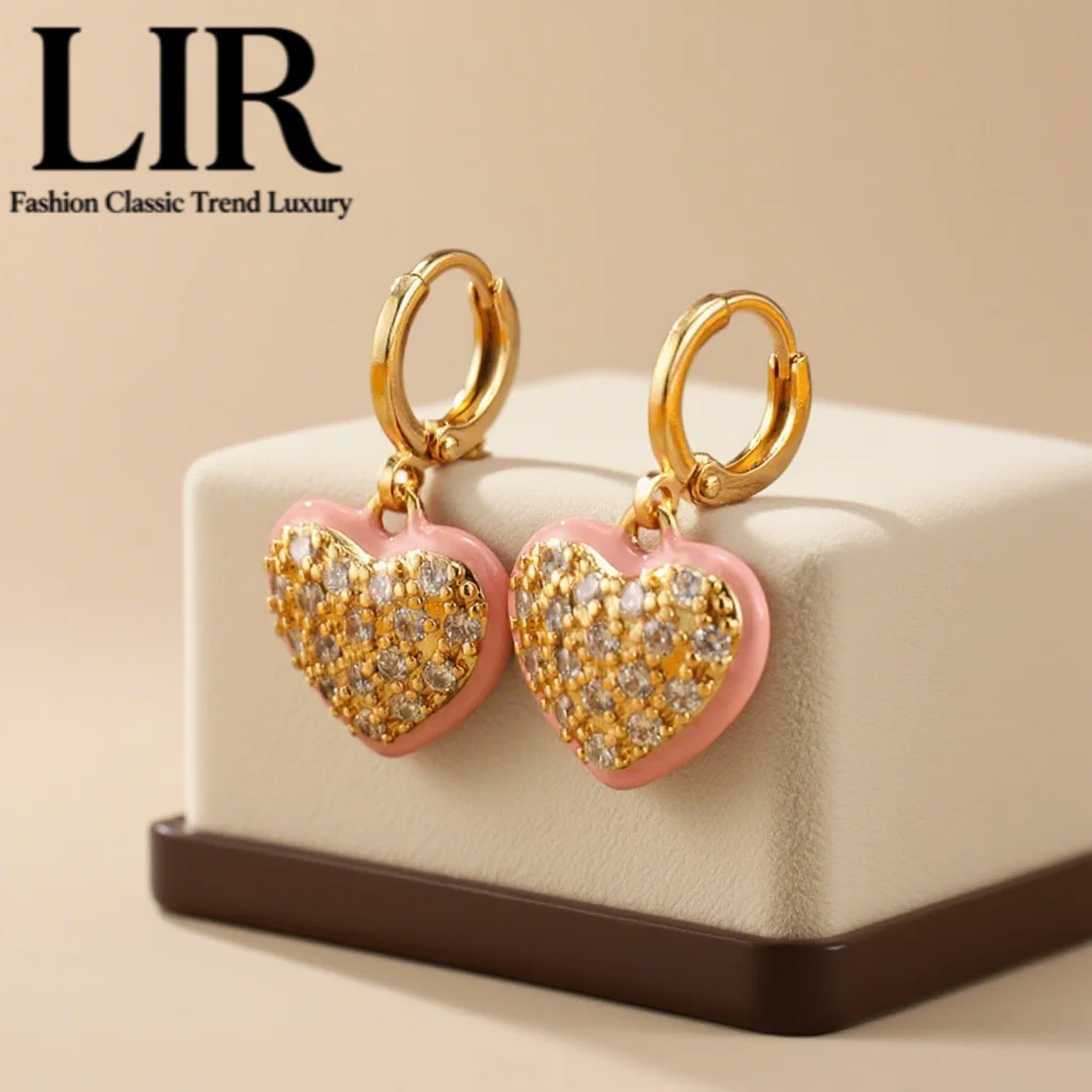 

Серьги LIR «Сладкое сердце»: розовая эмаль в форме сердца, молодежная дофамина, модные женские украшения