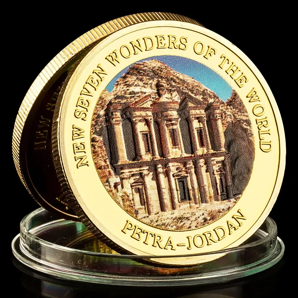 World Great Building Jordan Petra Ancient City Golden Plated Souvenir Coins New Seven Wonders of The World Collection Coin