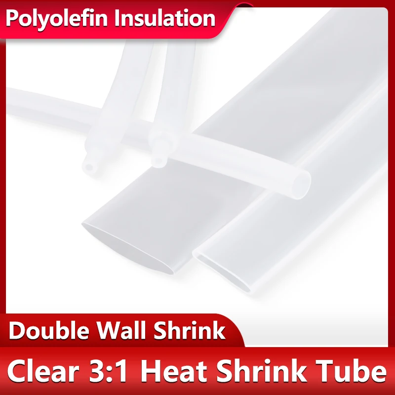 

1M Clear 3:1 Heat Shrink Tube With Glue 1.6mm ~ 50mm Double Wall Tubing Adhesive Lined Shrink Tube Waterproof Cable Sleeve