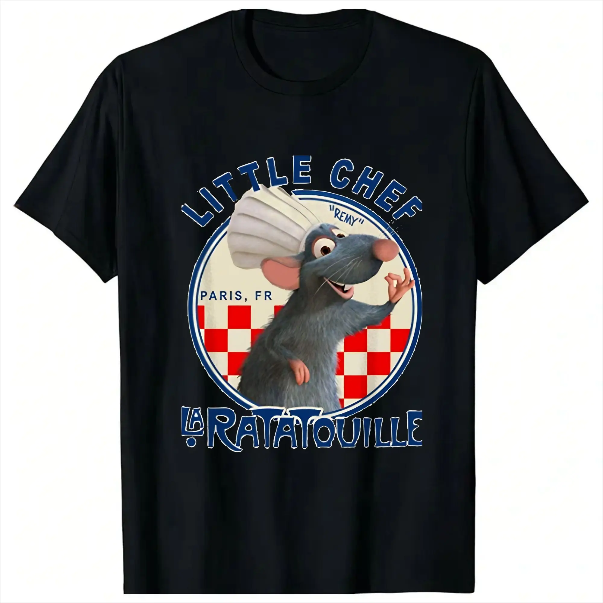 Ratatouille T-Shirts Men  Vintage Pure Cotton Tees Round Neck Short Sleeve T Shirt Printed Clothes