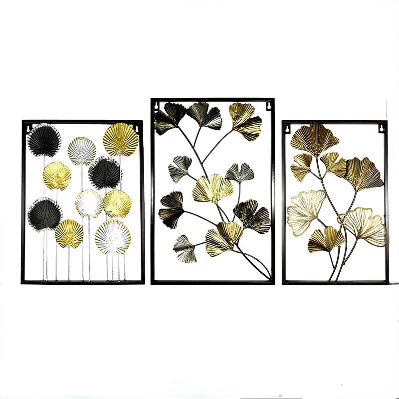 Nordic Gold Luxury Ginkgo Leaf Living Room 3D Wall Hanging decoration Creative wall pendant room decor aesthetic