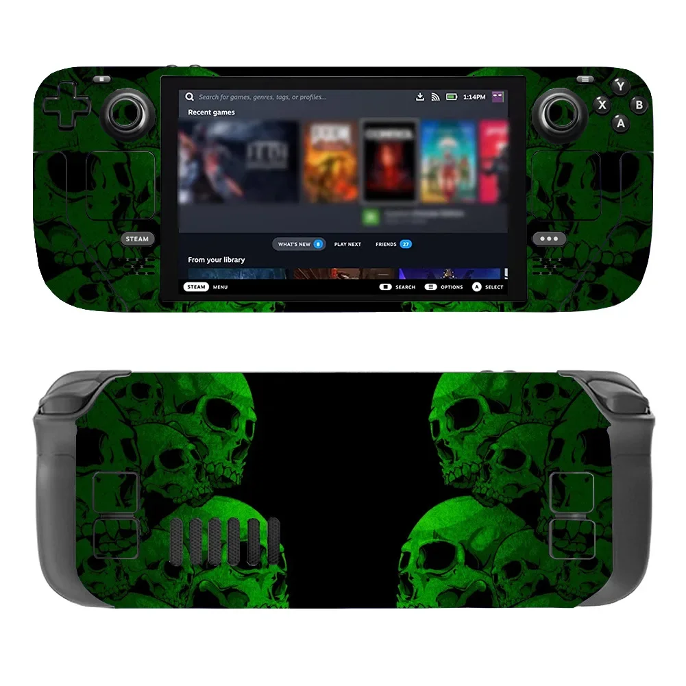 For STEAM Deck Console PVC Skull Design Skin Matte Finish Scratch-Resistant Durable Sticker