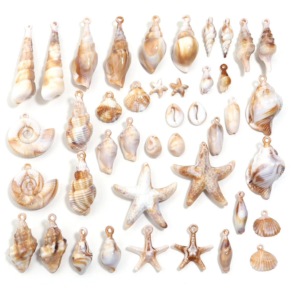 10-100pcs Natural Shell Acrylic Charms Ocean Conch Starfish Seashell Pendants For Jewelry Making DIY Bracelets Keychain Supplies view 5