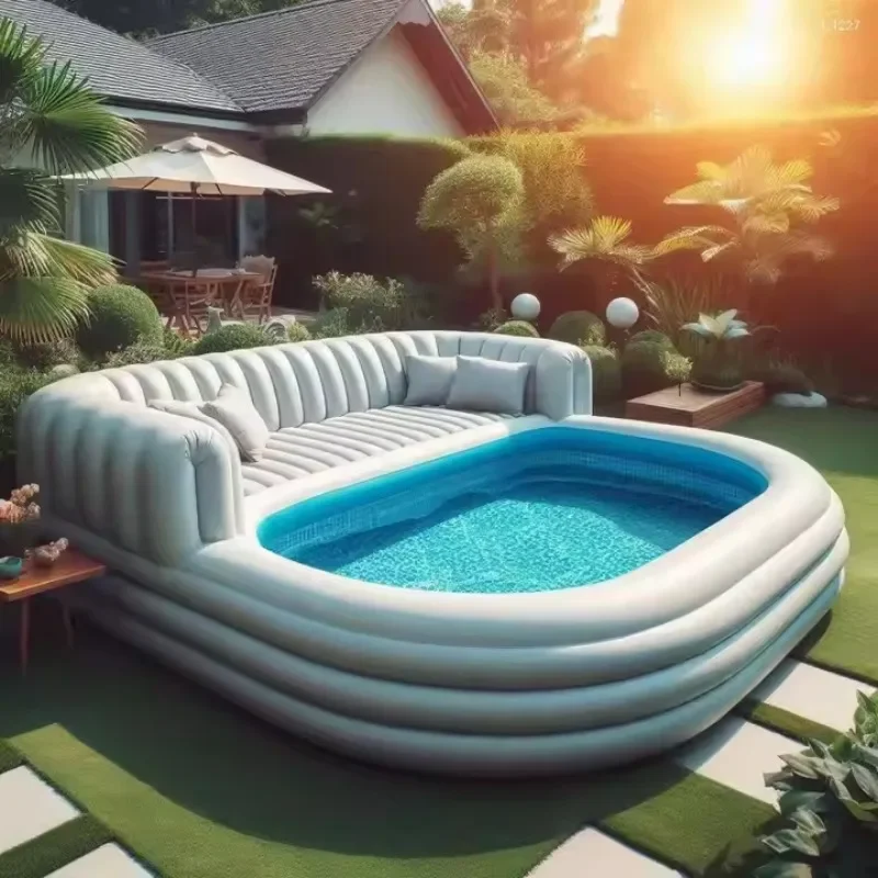 Custom Giant Inflatable Combine Sofa Pools Swimming Pool Shape Inflatable Pool Lounging for Outdoor Relaxation