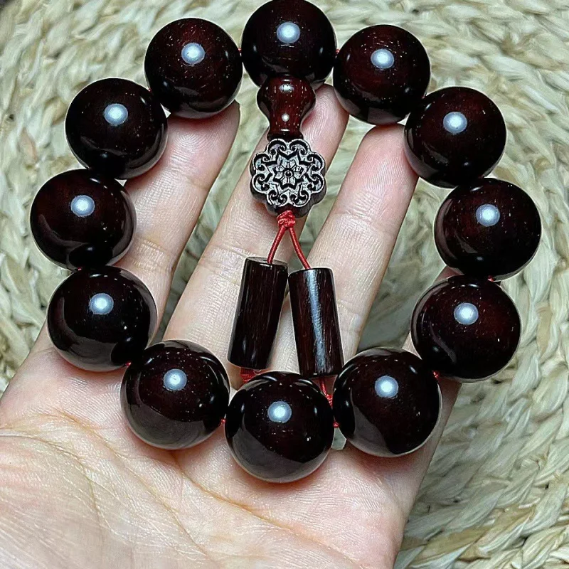 Authentic Indian small-leaf rosewood 2.0 with gold specks, unisex Buddhist bead bracelet, direct source o