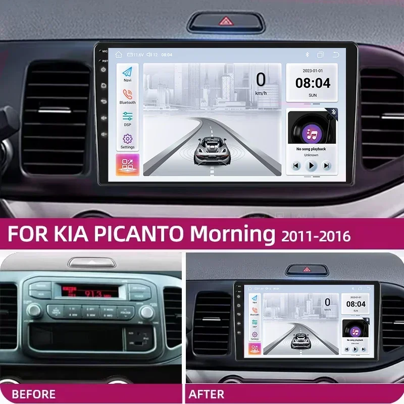 9 Inch 8Core Andriod Auto Car Radio for KIA Morning Picanto 2011 2012 2013 2014 2015 2016 Carplay Stereo GPS 4G DSP RDS QLED