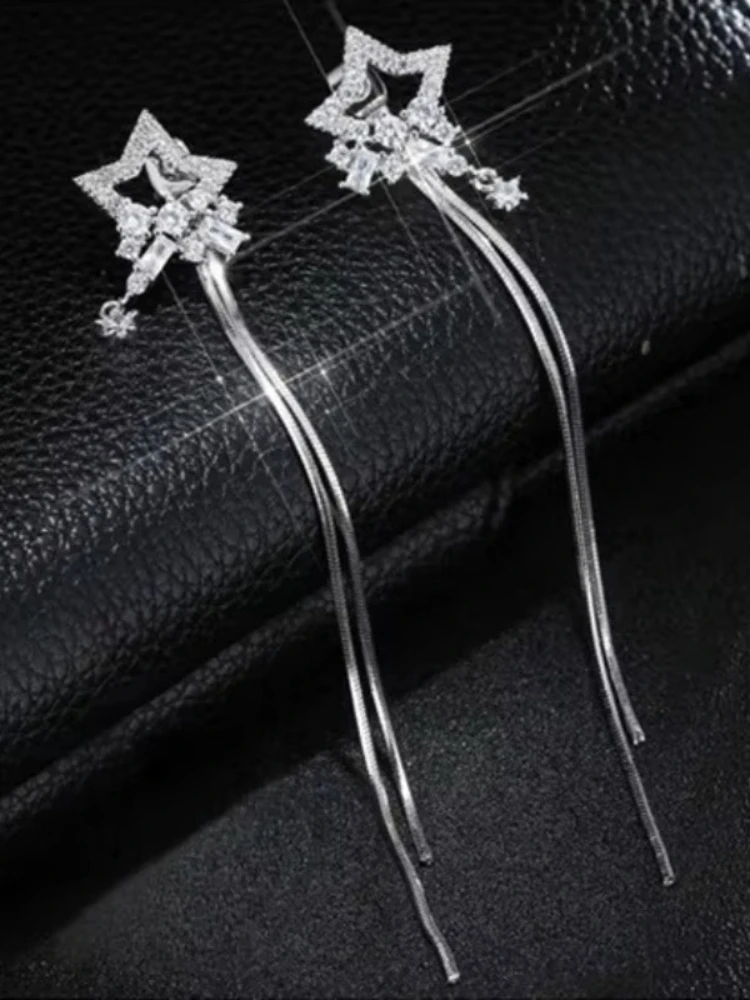 Nowy projekt biżuteria ślubna luksusowe przezroczysta cyrkonia kolczyki eleganckie 925 Sterling Silver Star stadniny kolczyki dla kobiet — zdjęcie 2