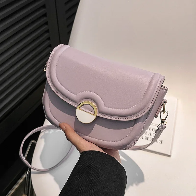 Retro Saddle Small Armpit Shoulder Bags For Women solid color Crossbody Flap Purse PU Leather Ladies Handbags Fashion square bag