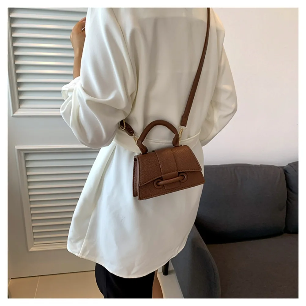 High Quality Fashion PU Leather Bag Solid Color Shoulder Crossbody Bag Cute Buckle Square Bag Hand Carry Small Bag Messenger Bag