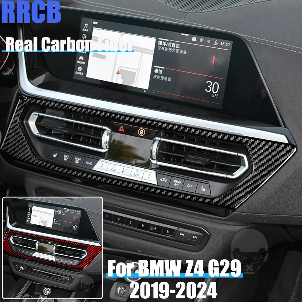 

Real Carbon Fiber Car Accessories Center Vent Decorative Trim Soft Cover Sticker For BMW Z4 G29 2019 2020 2021 2022 2023 2024
