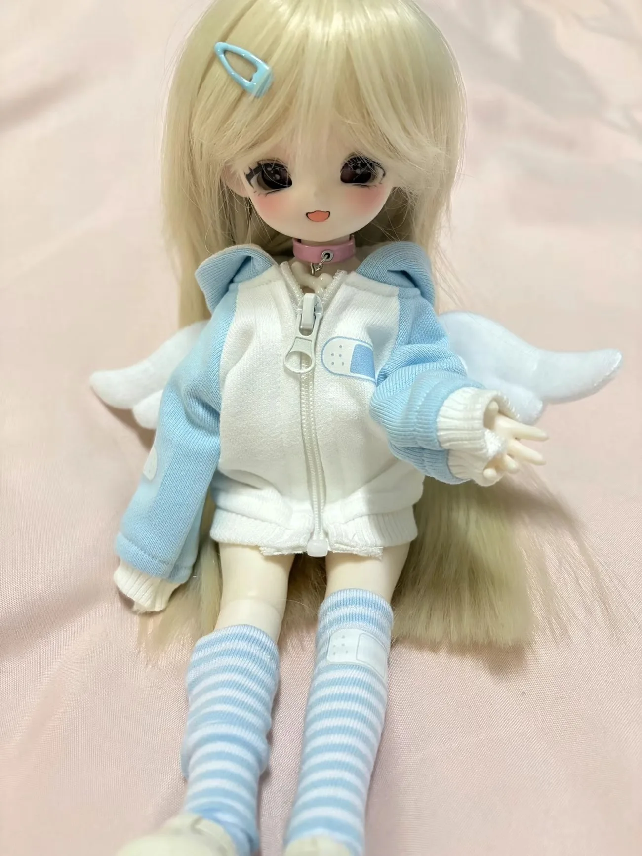 Nuevo traje de ropa para muñeca 1/4 1/6 para muñeca Bjd de 45/30cm, chaqueta de Ángel con calcetines a rayas, juguetes para niñas, accesorios para muñecas de moda