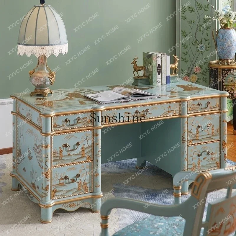 AA painted desk solid wood writing desk luxury national style desk