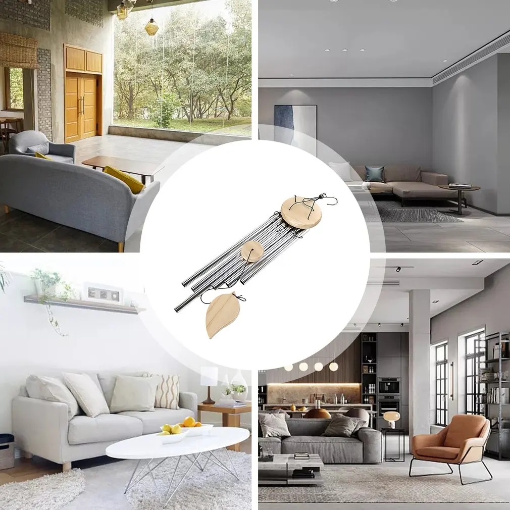 الرياح الدقات في الهواء الطلق 30 بوصة 6 أنابيب الألومنيوم غير القابل للصدأ خشبية جرس الرياح الرومانسية التذكارية Windchimes للمنزل حديقة الفناء