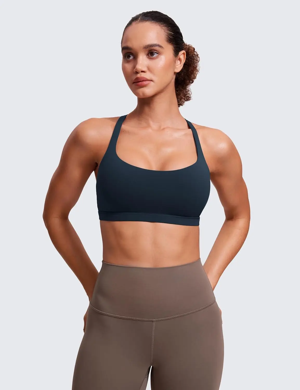 

ZENFLEX YOGA Strappy Sports Bras for Women - Criss Cross Back Wireless Padded Yoga Workout Cami Top