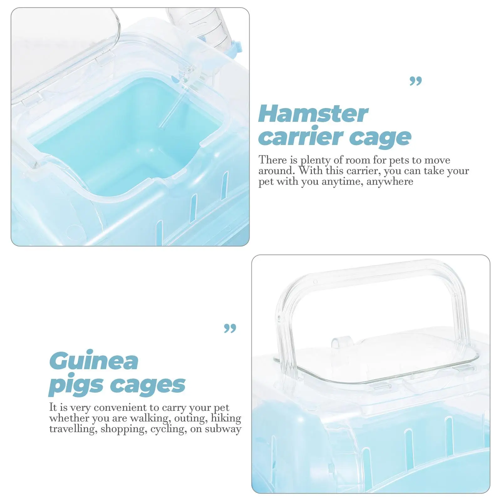 

Sunroof Cage Blue Small Hamster Cage Portable Carrying Case Plastic Animal Cages Guinea Pigs Habitat Transparent Pet