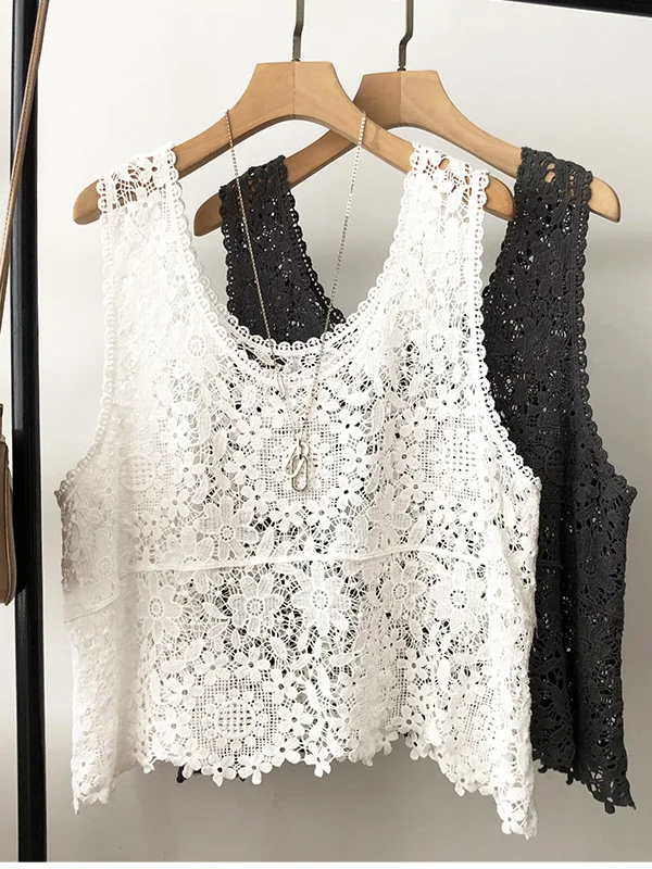 Gilet estivo in pizzo lavorato a maglia sottile Capispalla da donna di grandi dimensioni Scava fuori Anti-età irt Svel rotondo Ne Casual Sle
