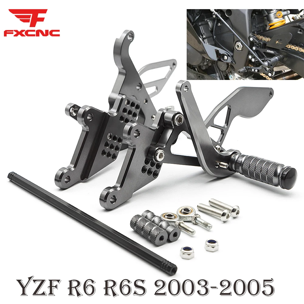 

For Yamaha YZF R6 R6S 2003-2005 Motorcycle Rearset Footrest Footpeg Cnc Aluminum Alloy Pedal Foot Peg Rearset Rear Set