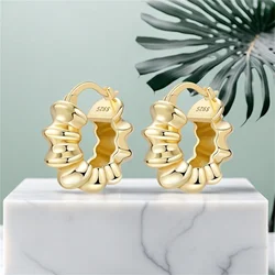 925 Sterling Silver Gold Temperament Versatile Earrings Jewelry Versatile Hoop Earrings For Women Jewelry Birthday Party Gifts
