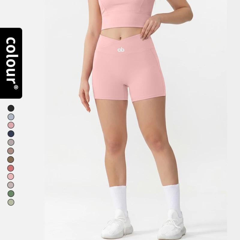 Women High Waist V Cross Waist Yoga Shorts Butt Lift No Camel Toe Slim Cycling Workout Sports Shorts Ropa De Mujer
