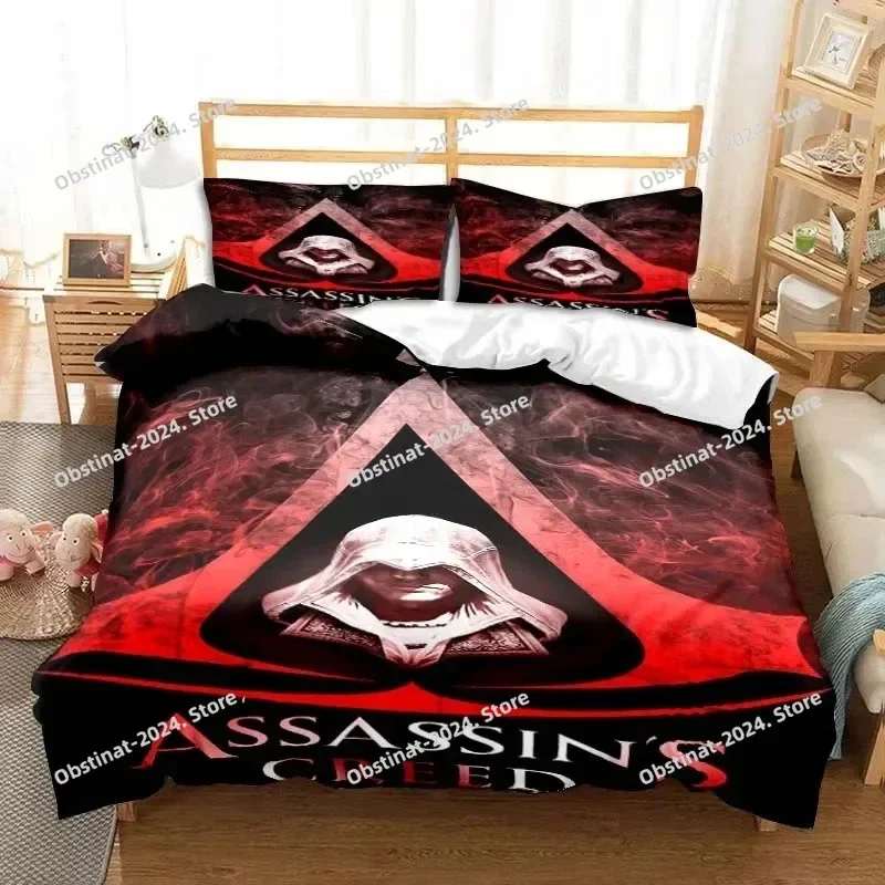 لعبة لحاف من جانب واحد A-Assassin Creed طقم سرير طباعة طقم سرير مع كيس وسادة سرير مفرد مزدوج الملكة سوبر كينج الحجم