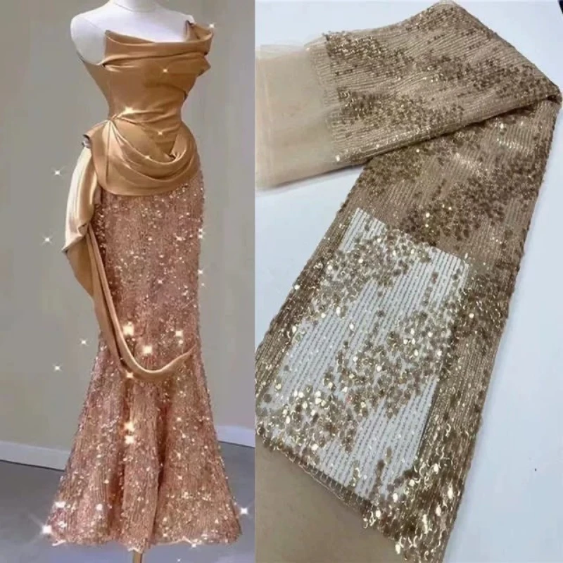 

3-9mm Sequin Embroidered Tulle Fabric for DIY Sewing Handmade Evening Dress Stage Costume Clothing Fashion Material Cloth
