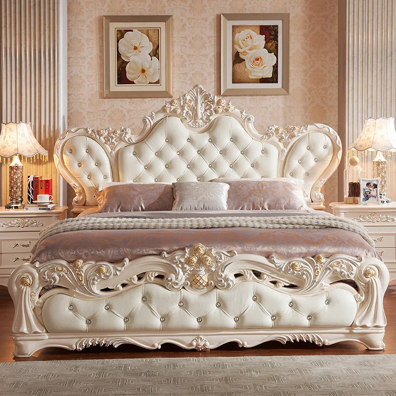

Princess Beauty Bed Double Queen Frame Wooden Luxury European Bed Design Space Saving Letto Matrimoniale Lounge Suite Furniture