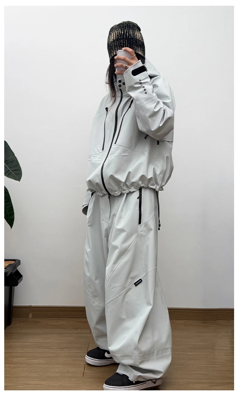 John Snow 2025, Unisex-Set aus Hartschalen-Snowboardanzug, 17 Karat wasserdichte Skijacke und Hose, winddichte Ganzbergschale für Männer und Frauen – Detail 11