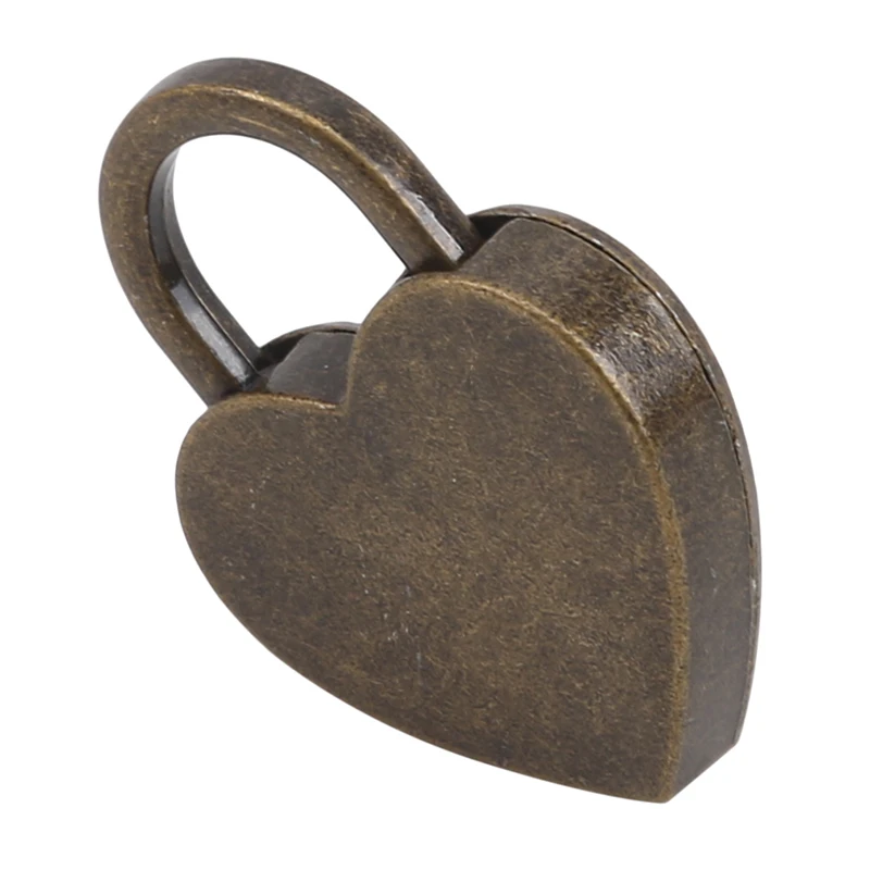 New Vintage Heart Shape Mini Padlock Bag Travel Suitcase Luggage Box Case Key Lock for Book/Home Decoration Ornaments