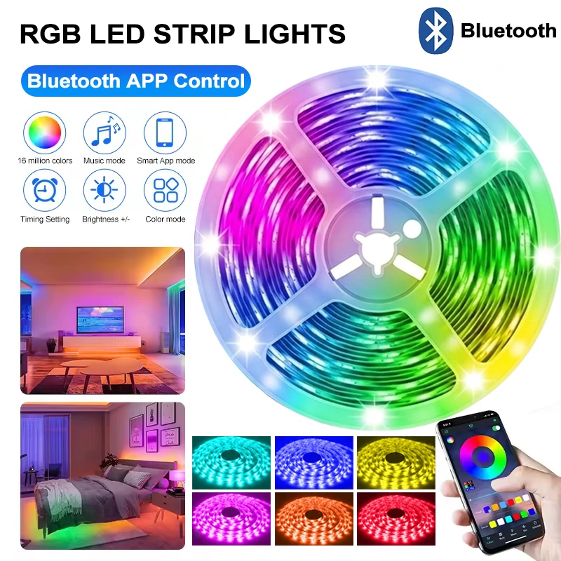 RGB LED-Lichtstreifen, Dimmbare LED-Lichtleiste mit App-Steuerung, Musik-Synchronisation, Farbwechsel für Spielzimmer, Schlafzimmer, Küchenbeleuchtung, TV-Hintergrundbeleuchtung, Heimdekoration