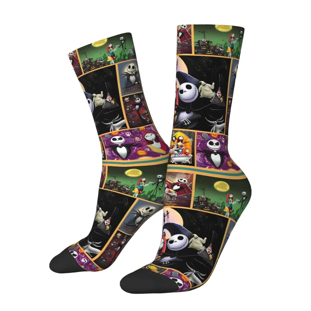 

Winter Warm Colorful Men's Women's Nightmare Before Christmas Socks Jack and Sally Sweat Absorbing Football Socks