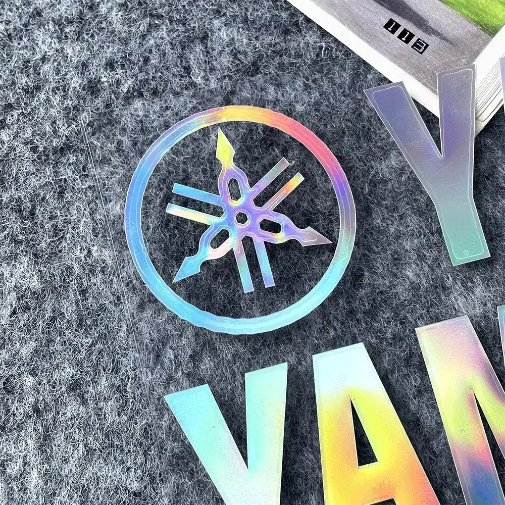 Calcomanías reflectantes para decoración del cuerpo de motocicleta con letras láser para moto de cross, pegatinas para casco, accesorios de modificación