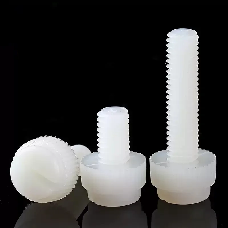 M3 M4 M5 M6 M8 Schwarz-Weiße Nylon Rändelschrauben mit Schlitz für 3D-Drucker und Elektronik – Detail 4