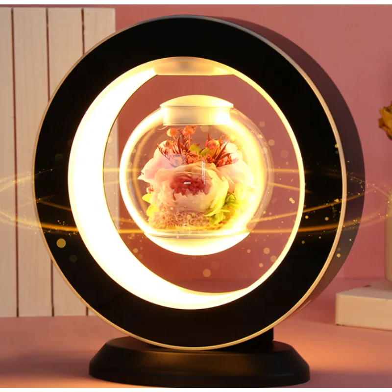 Valentine's Day Gift Maglev Table Lamp Preserved Fresh Flower Led Table Lamp