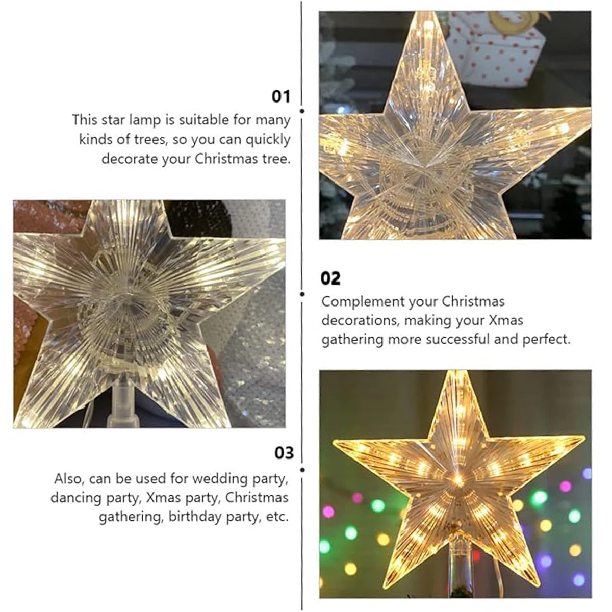 Christmas Tree Top Lights Led Lighted Star EU US Plug For Party Stars Decorations Multicolor Topper Outdoor 110v/220v Ornament